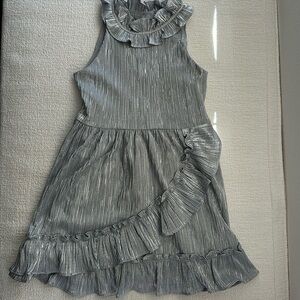 Janie and Jack Silver Sleeveless Ruffle Dress